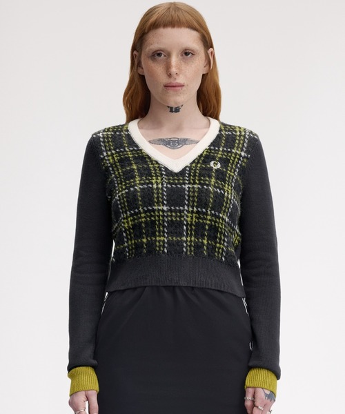 先行予約受付中／Tartan Panel Jumper／タータンチェックパネルニット