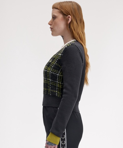 FRED PERRY(フレッドペリー)の「Tartan Panel Jumper/タータンチェックパネルニット(ニット/セーター・レディース・グレー・10)」の6枚目の写真