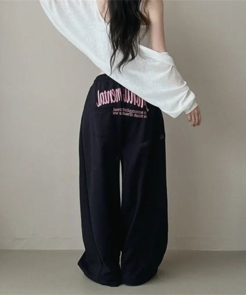 ViViDAY（ビビデー）の「【裏起毛】バックプリントスウェットパンツ（スウェットパンツ・レディース・グレー/ブラック・M）」の4枚目の写真