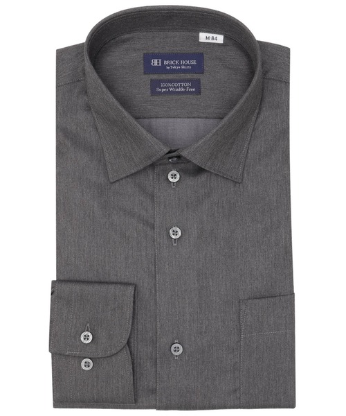 TOKYO SHIRTS(トウキョウシャツ)の「【超形態安定】 形態安定ノンアイロン ワイド 長袖ビジネスワイシャツ(ビジネスシャツ・メンズ・チャコール・首回り43cm-裄丈82cm/首回り43cm-裄丈86cm/首回り39cm-裄丈80cm/首回り39cm-裄丈84cm/首回り41cm-裄丈82cm/首回り41cm-裄丈86cm/首回り42cm-裄丈82cm/首回り42cm-裄丈86cm/首回り37cm-裄丈80cm)」の1枚目の写真