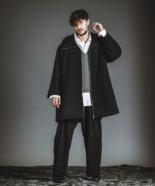 NO ID.（ノーアイディ）の「【NO ID.】Docking Knit Big Shirt / ドッキング ニット ビッグ シャツ（シャツ/ブラウス・メンズ・ブラック/ホワイト・ONE SIZE）」の20枚目の写真