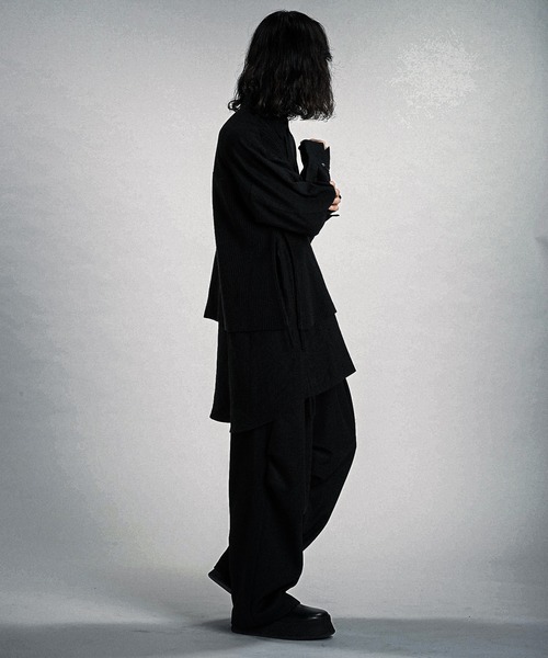 NO ID.（ノーアイディ）の「【NO ID.】Docking Knit Big Shirt / ドッキング ニット ビッグ シャツ（シャツ/ブラウス・メンズ・ブラック/ホワイト・ONE SIZE）」の12枚目の写真