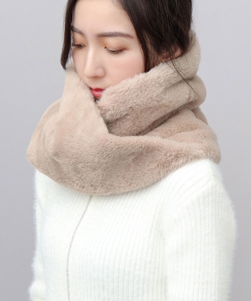A.M.S.（エーエムエス）の「ソフトタッチ フェイクファー スヌード（ネックウォーマー/スヌード・レディース・チャコール/ベージュ/グレー/アイボリー・FREE）」の10枚目の写真