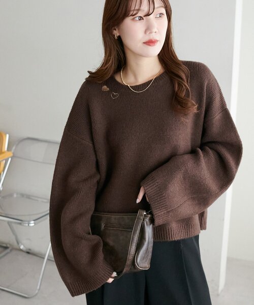 WEB限定】首元ハート刺繍ニット（ニット/セーター）｜DISCOAT（ディス