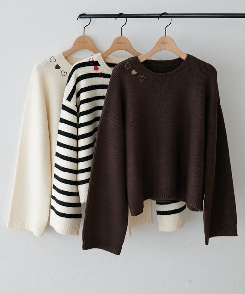 WEB限定】首元ハート刺繍ニット（ニット/セーター）｜DISCOAT（ディス