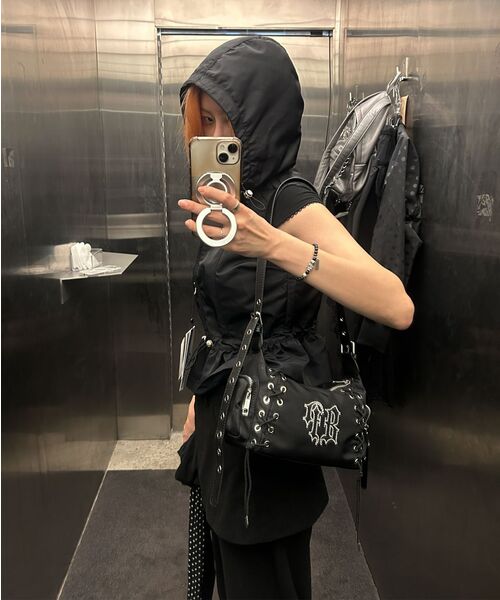 BLACKPURPLE(ブラックパープル)の「グローコルセットバッグ Glow Corset Bag_BLACK(ショルダーバッグ・レディース・ブラック・FREE)」の22枚目の写真
