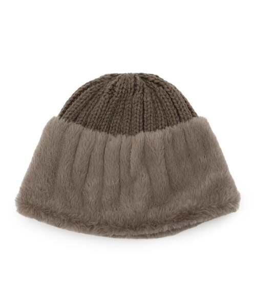 セール】ニット×フェイクファーワッチ（ニットキャップ/ビーニー