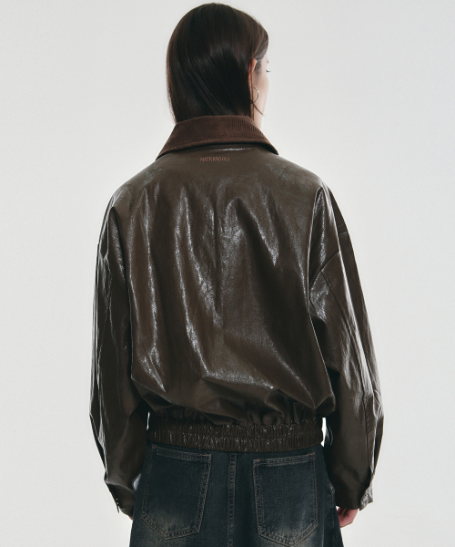 NICK&NICOLE(ニックアンドニコール)の「NICOLE OVER FIT LEATHER JUMPER_BROWN(ライダースジャケット・レディース・その他・FREE)」の3枚目の写真