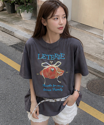 RIBBON CROISSANT T-SHIRTS_CHARCOAL
