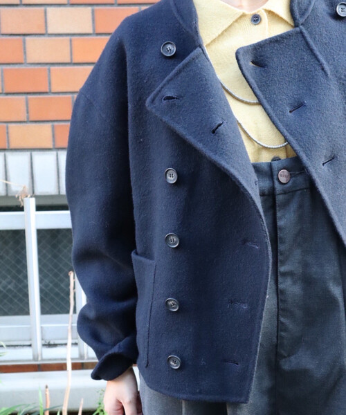 FREAK'S STORE(フリークスストア)の「Mechanic Jacket Melton/メカニックジャケット メルトン(ダッフルコート・レディース・ネイビー・SMALL/X-LARGE)」の2枚目の写真