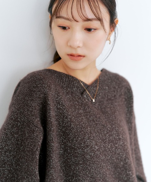 フォックスアンゴラ2wayネックニット 【低身長・小柄女性】（ニット