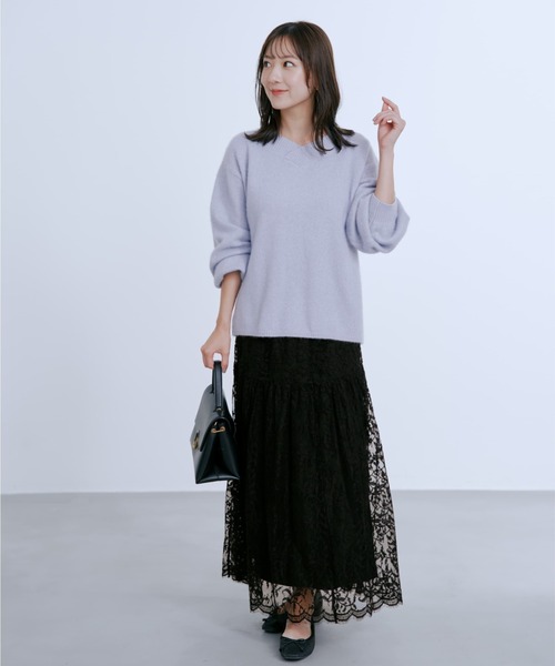 COHINA コヒナ　フォックスアンゴラ2wayネックニット 【低身長・小柄女性 フォックスアンゴラ2wayネックニット 【低身長・小柄女性】（ニット