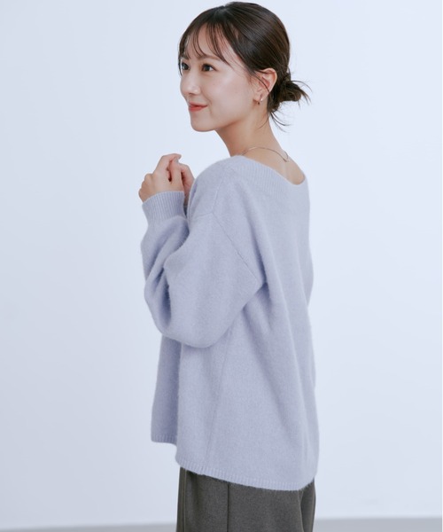 フォックスアンゴラ2wayネックニット 【低身長・小柄女性】（ニット