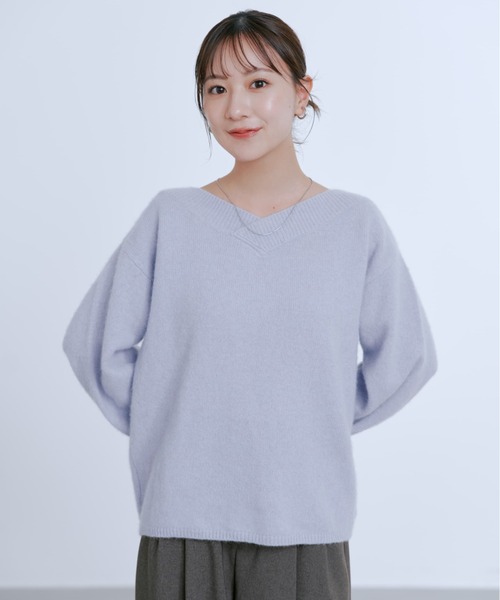 フォックスアンゴラ2wayネックニット 【低身長・小柄女性】(ニット フォックスアンゴラ2wayネックニット 【低身長・小柄女性】(ニット