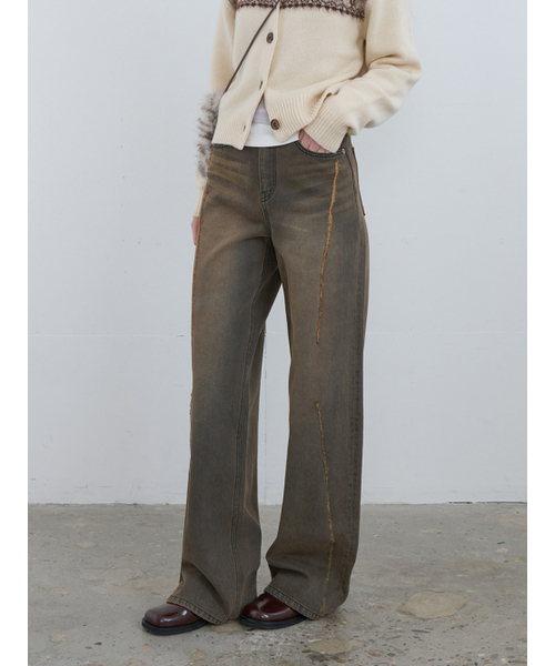 Kijun(キジュン)の「Scratched Wide Jeans Charcoal Brown(デニムパンツ・レディース・その他・LARGE/SMALL/MEDIUM)」の8枚目の写真