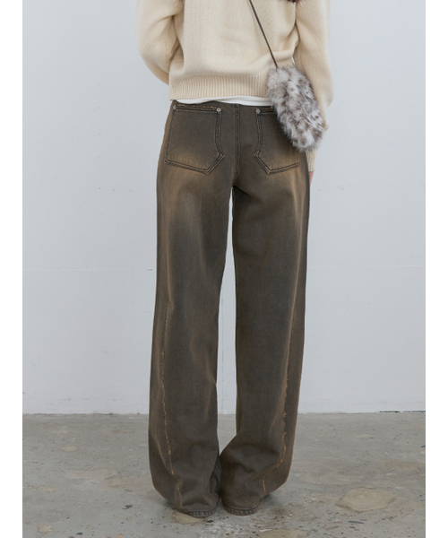 Kijun(キジュン)の「Scratched Wide Jeans Charcoal Brown(デニムパンツ・レディース・その他・LARGE/SMALL/MEDIUM)」の9枚目の写真