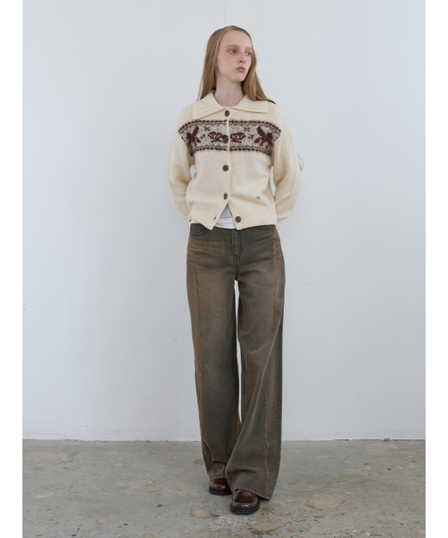 Kijun(キジュン)の「Scratched Wide Jeans Charcoal Brown(デニムパンツ・レディース・その他・LARGE/SMALL/MEDIUM)」の10枚目の写真