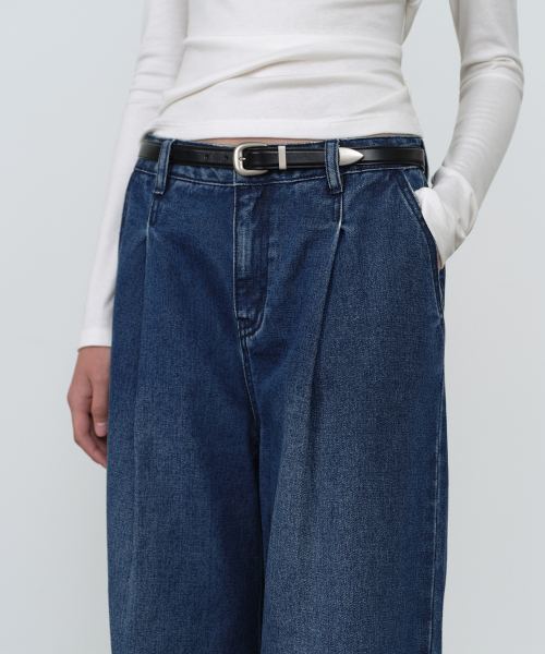 MUSINSA STANDARD WOMAN（ムシンサスタンダードウーマン）の「ウィメンズディープタックエクストラワイドデニムパンツ[ミディアムインディゴ]（デニムパンツ・レディース・その他・30/24/25/26/27/28/29）」の6枚目の写真
