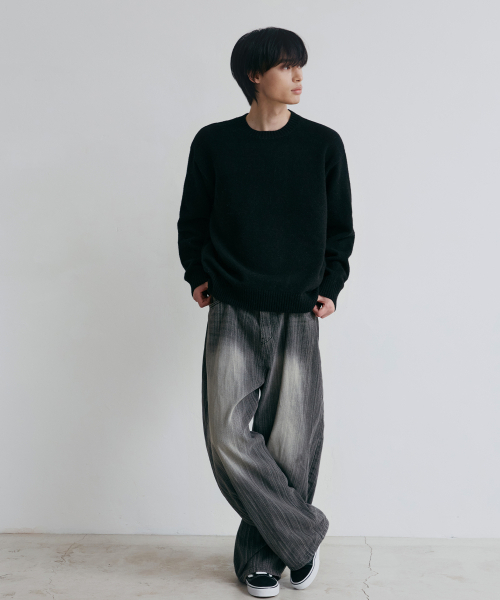 NODU（ノードユー）の「フォーマルベーシックラウンドニット[ブラック]（ニット/セーター・メンズ・その他・MEDIUM/LARGE）」の3枚目の写真