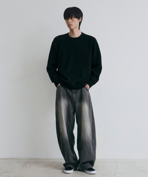 NODU（ノードユー）の「フォーマルベーシックラウンドニット[ブラック]（ニット/セーター・メンズ・その他・MEDIUM/LARGE）」の4枚目の写真