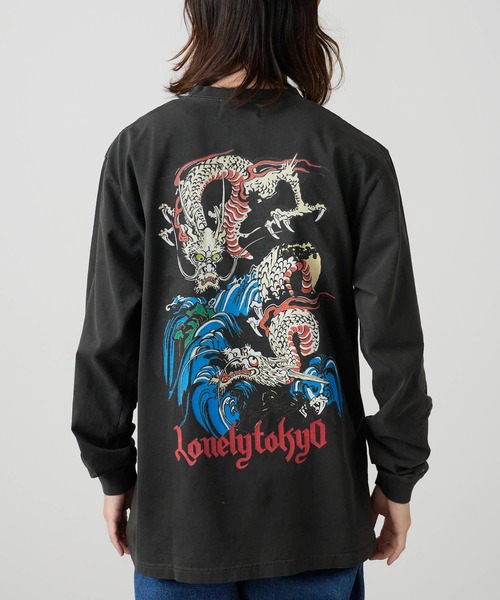 LONELY/論理（ロンリー）の「LONELY(論理)/ロンリー"ORIENTAL龍" HEAVY OZ LONG SLEEVE 6.6OZ ベビーウェイト ロンT（Tシャツ/カットソー・メンズ・ホワイト/ブラック・L/XL/XXL）」の9枚目の写真