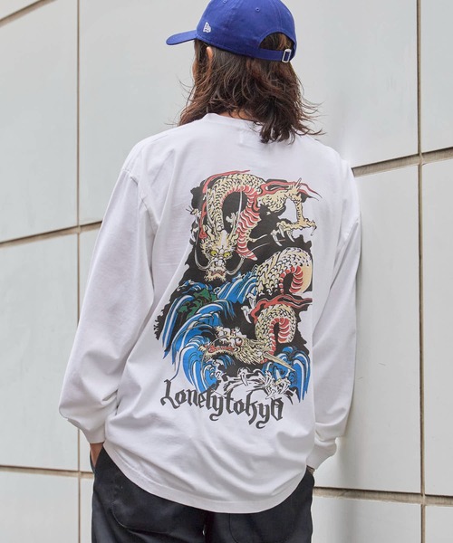 LONELY/論理（ロンリー）の「LONELY(論理)/ロンリー"ORIENTAL龍" HEAVY OZ LONG SLEEVE 6.6OZ ベビーウェイト ロンT（Tシャツ/カットソー・メンズ・ホワイト/ブラック・L/XL/XXL）」の12枚目の写真