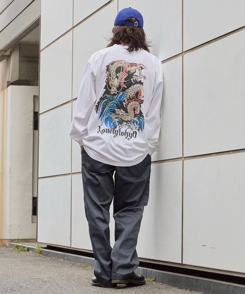 LONELY/論理（ロンリー）の「LONELY(論理)/ロンリー"ORIENTAL龍" HEAVY OZ LONG SLEEVE 6.6OZ ベビーウェイト ロンT（Tシャツ/カットソー・メンズ・ホワイト/ブラック・L/XL/XXL）」の11枚目の写真