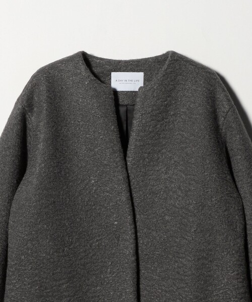 A DAY IN THE LIFE UNITED ARROWS(アデイインザライフユナイテッドアローズ)の「ブークレ メルトン キーネックコート <A DAY IN THE LIFE>(その他アウター・レディース・ダークグレー/ライム/ブラック/ナチュラル・FREE)」の11枚目の写真