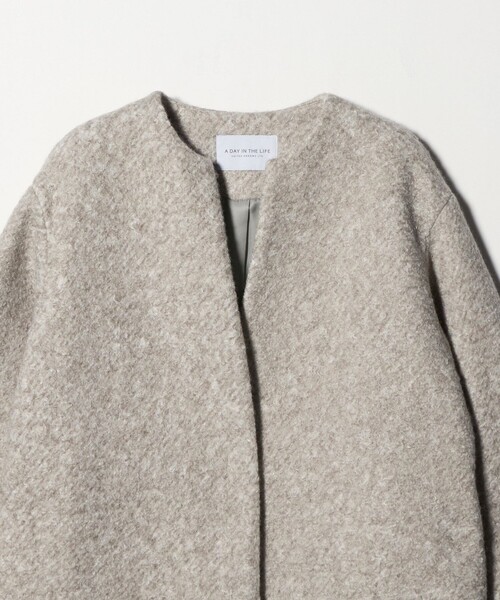 A DAY IN THE LIFE UNITED ARROWS(アデイインザライフユナイテッドアローズ)の「ブークレ メルトン キーネックコート <A DAY IN THE LIFE>(その他アウター・レディース・ダークグレー/ライム/ブラック/ナチュラル・FREE)」の15枚目の写真