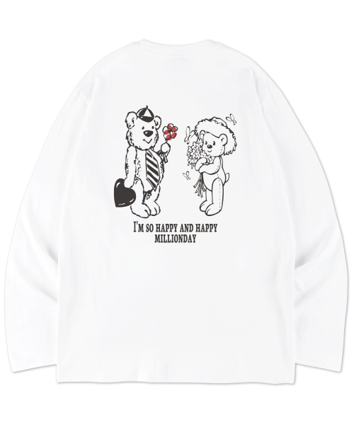 MILLION DAY(ミリオンデイ)の「Teddy-LOVE long sleeve(スウェット・レディース・ブラック/ホワイト・LARGE/MEDIUM/X-LARGE)」の1枚目の写真