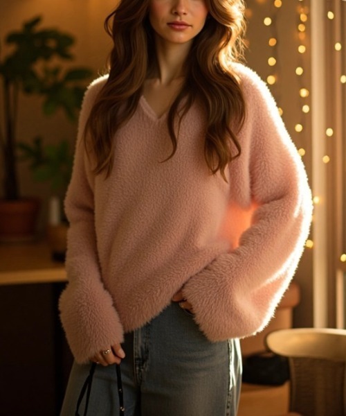 cammie（キャミー）の「Ｖネックシャギーニット（ニット/セーター・レディース・ピンク/ベージュ/ホワイト・F）」の13枚目の写真