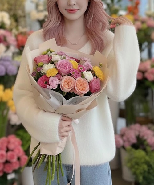 cammie（キャミー）の「Ｖネックシャギーニット（ニット/セーター・レディース・ピンク/ベージュ/ホワイト・F）」の4枚目の写真
