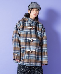 a.p.o.v.（エーピーオービー）の「a.p.o.v. 起毛ファータッチ肉厚チェックオーバーサイズ中綿ダッフルコート（ダッフルコート）」