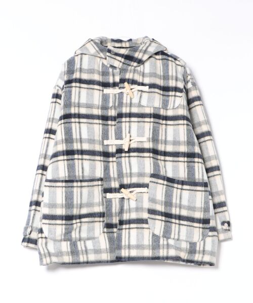 a.p.o.v.（エーピーオービー）の「a.p.o.v. 起毛ファータッチ肉厚チェックオーバーサイズ中綿ダッフルコート（ダッフルコート・メンズ・ブラウン/ホワイト・ONESIZE）」の6枚目の写真
