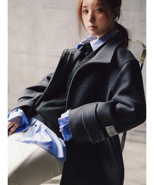 九月八日 アウター セール】【宮本茉由着用】ウールメルトンスタンドショートコート