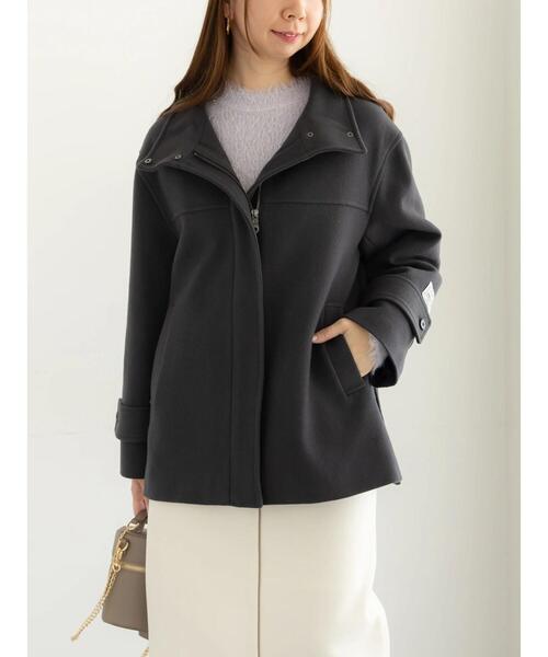 セール】【宮本茉由着用】ウールメルトンスタンドショートコート