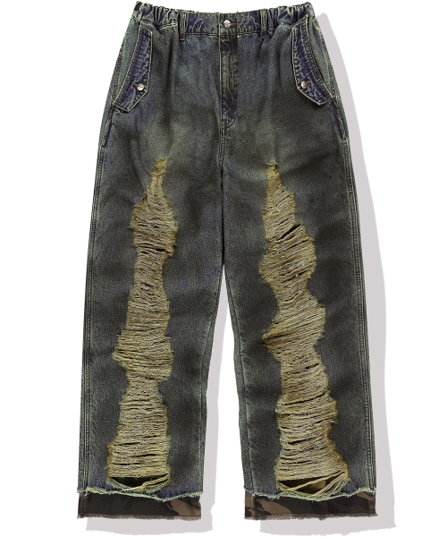 NOT4NERD（ノットフォーナード）の「Camo Layered Destroyed Denim Pants - Deep Blue（デニムパンツ・レディース・その他・MEDIUM/LARGE/X-LARGE）」の2枚目の写真