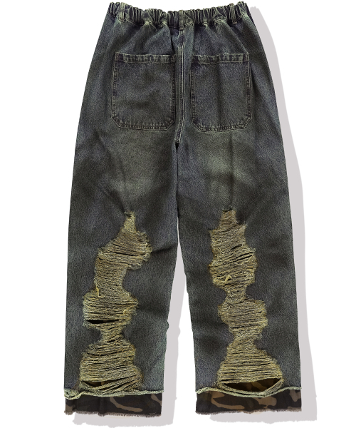 NOT4NERD（ノットフォーナード）の「Camo Layered Destroyed Denim Pants - Deep Blue（デニムパンツ・レディース・その他・MEDIUM/LARGE/X-LARGE）」の3枚目の写真