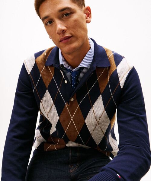 TOMMY HILFIGER（トミーヒルフィガー）の「アーガイルラグビーセーター（ニット/セーター・メンズ・マルチ・SMALL/X-LARGE/LARGE/MEDIUM）」の4枚目の写真