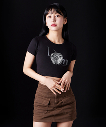 アップルスーピマスパンクロップTシャツ_ブラック