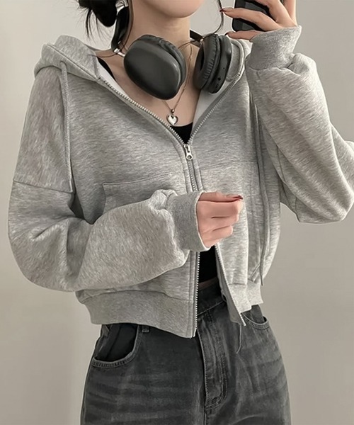 セール】blackdia ocean 裏起毛 ショート Wジップパーカー フーディー