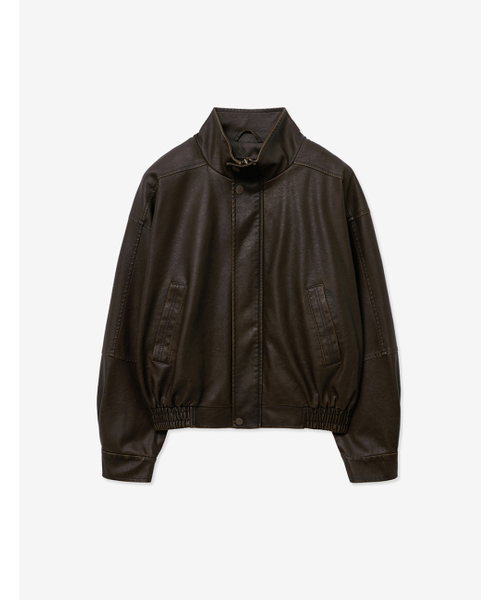LADY VOLUME(レディーボリューム)の「9164 VINTAGE COATING LEATHER JUMPER_BROWN(ライダースジャケット・レディース・その他・FREE)」の2枚目の写真