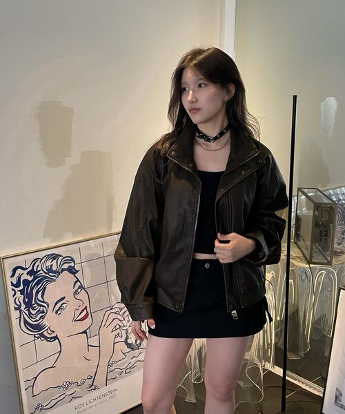 LADY VOLUME(レディーボリューム)の「9164 VINTAGE COATING LEATHER JUMPER_BROWN(ライダースジャケット・レディース・その他・FREE)」の5枚目の写真
