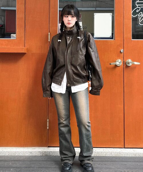LADY VOLUME(レディーボリューム)の「9164 VINTAGE COATING LEATHER JUMPER_BROWN(ライダースジャケット・レディース・その他・FREE)」の8枚目の写真