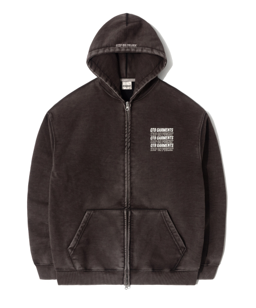 QT8 GARMENTS(キューティーエイトガーメント)の「OC Slogan Washed Zip-up hoodie (Black)(パーカー・レディース・その他・MEDIUM/LARGE/X-LARGE)」の2枚目の写真