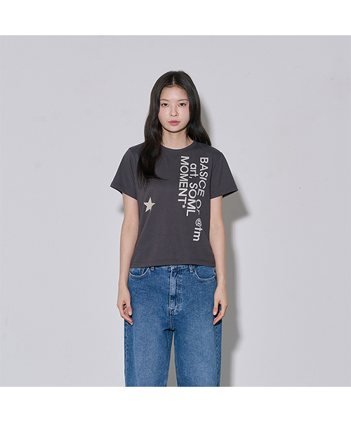 5OML(オーオーエムエル)の「スターレオパードレタリング半袖Tシャツチャコール(Tシャツ/カットソー・レディース・チャコール・FREE)」の1枚目の写真