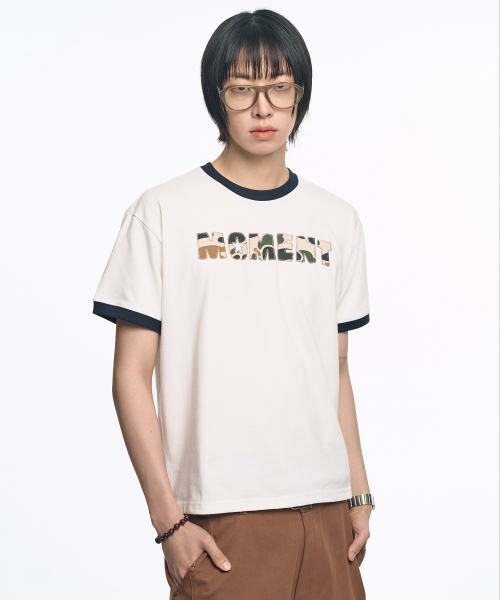 MOO(エムオーオー)の「カモアプリケリング半袖Tシャツ - ホワイト(Tシャツ/カットソー・メンズ・その他・MEDIUM/LARGE)」の1枚目の写真