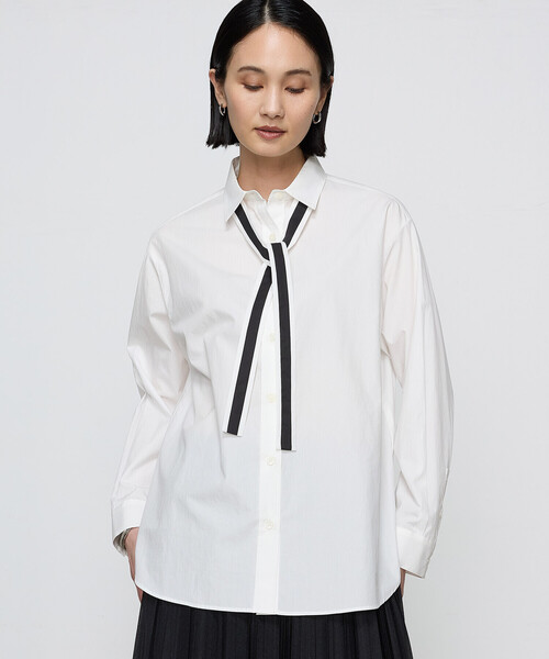 COMME CA(コムサ)の「〔 TALLサイズ 〕【ブライトリーセットアップ】オーガニックタイプライター シャツ(シャツ/ブラウス・レディース・ホワイト・15号/13号)」の1枚目の写真