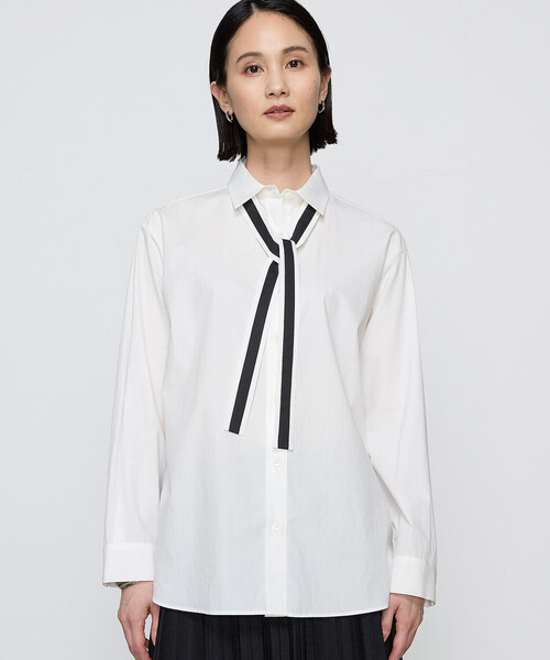 COMME CA(コムサ)の「〔 TALLサイズ 〕【ブライトリーセットアップ】オーガニックタイプライター シャツ(シャツ/ブラウス・レディース・ホワイト・15号/13号)」の2枚目の写真