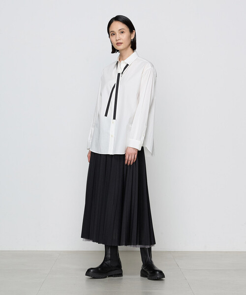 COMME CA(コムサ)の「〔 TALLサイズ 〕【ブライトリーセットアップ】オーガニックタイプライター シャツ(シャツ/ブラウス・レディース・ホワイト・15号/13号)」の4枚目の写真